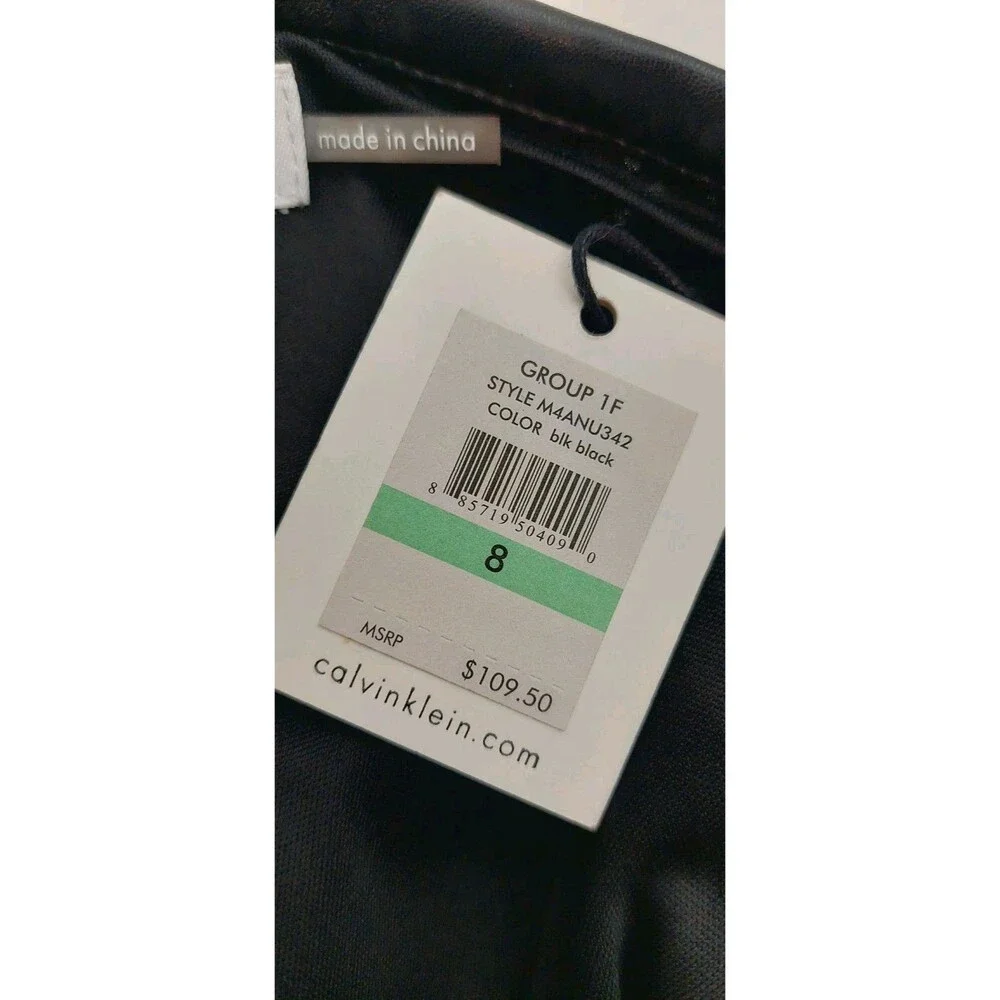 Calvin Klein Women's Size 8 Skirt Black Pleated Perforated Faux Leather